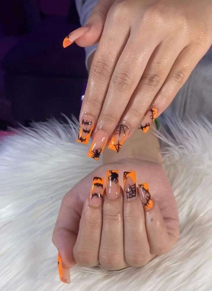 halloween nail designs orange and black