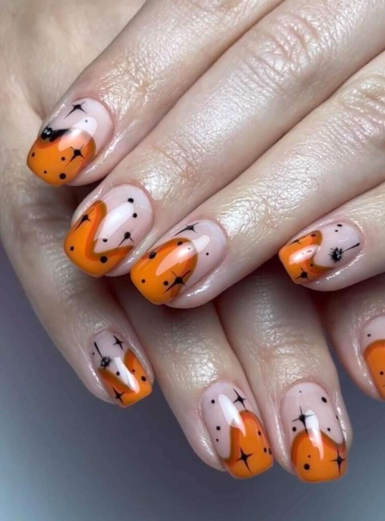 halloween nail designs orange and black