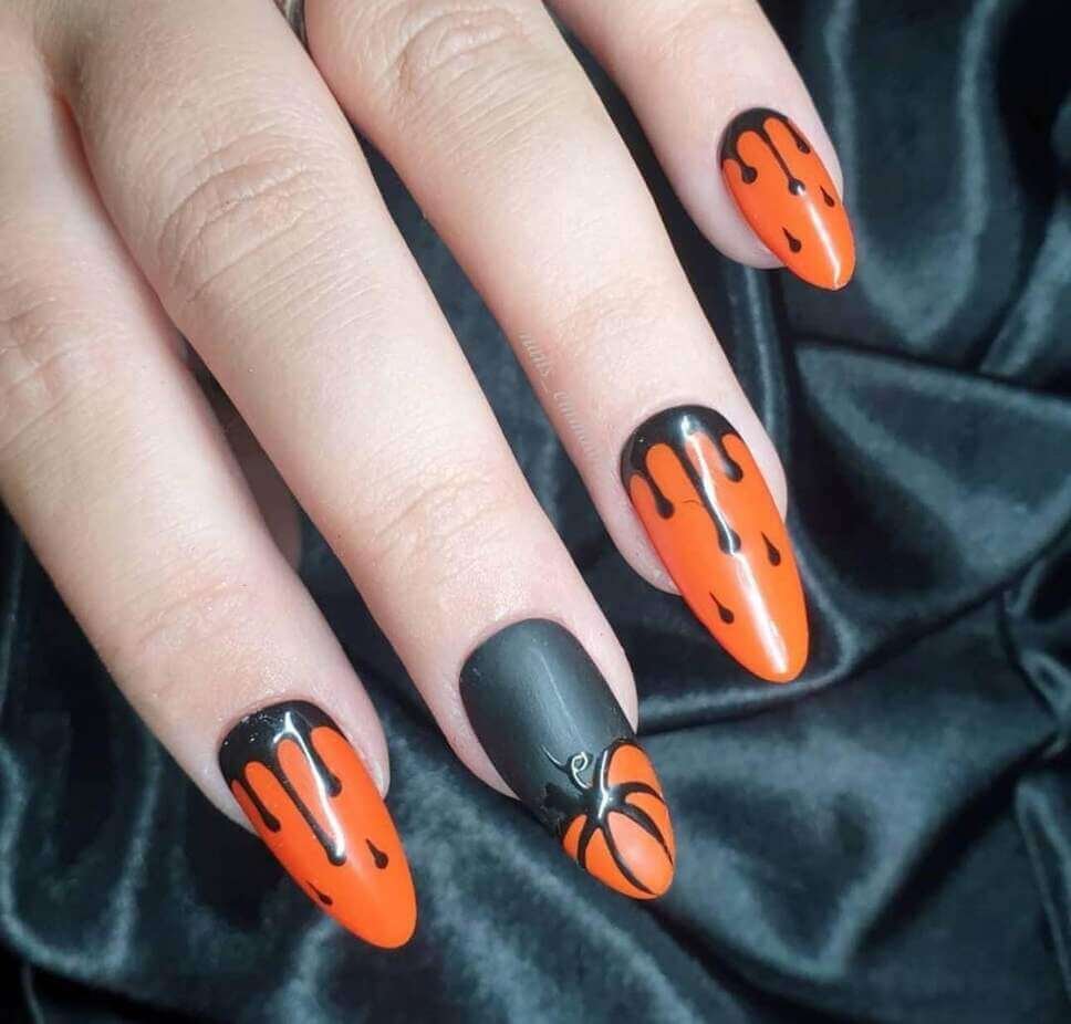 halloween nail designs orange and black