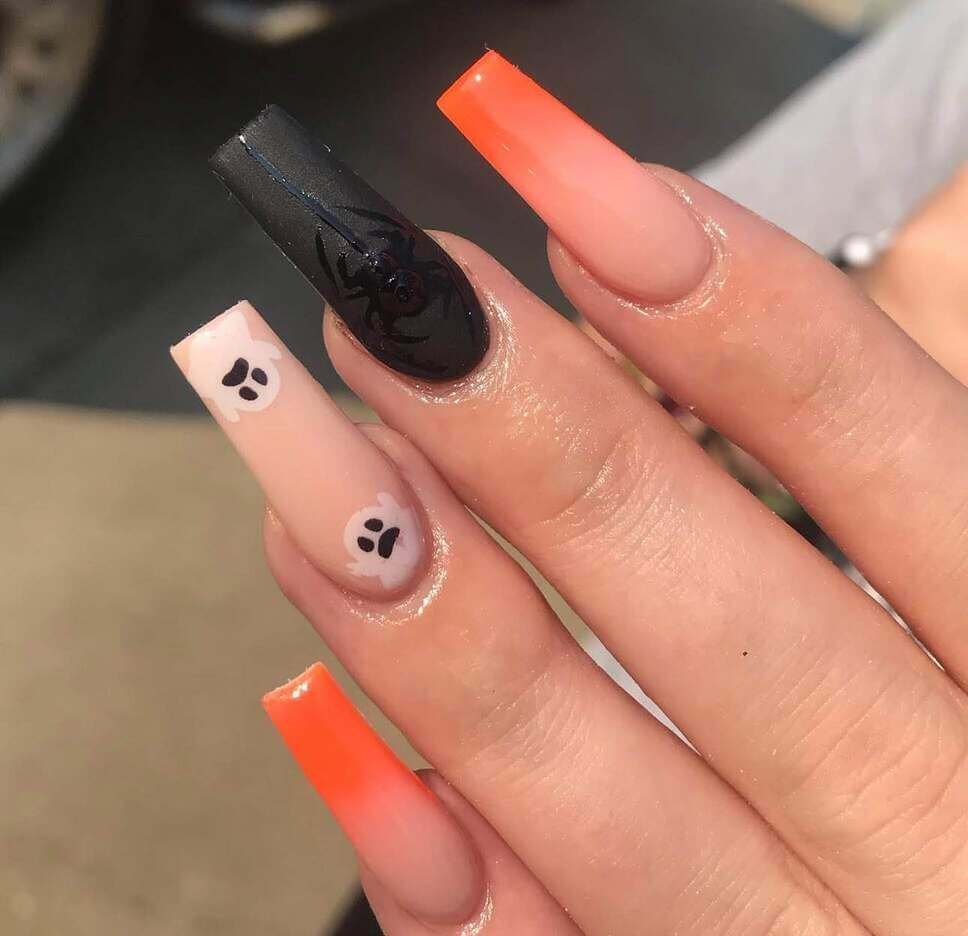 halloween nail designs orange and black