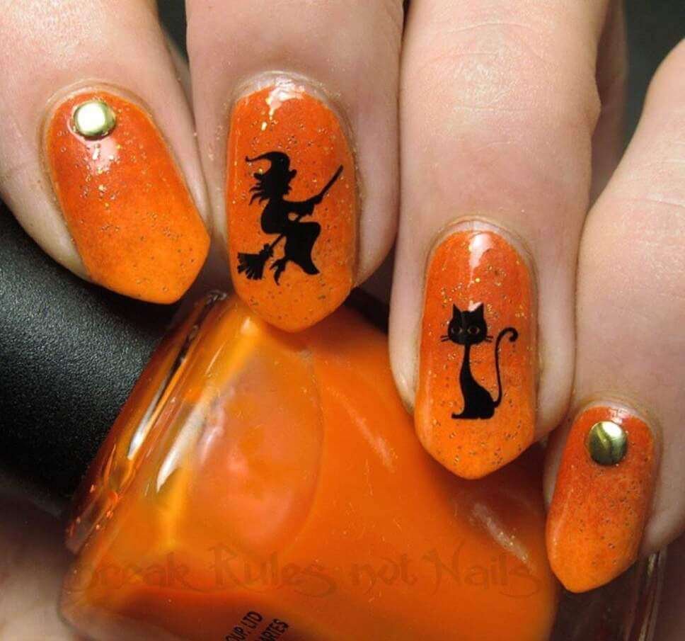 halloween nail designs orange and black
