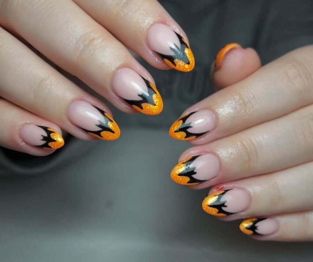 halloween nail designs orange and black