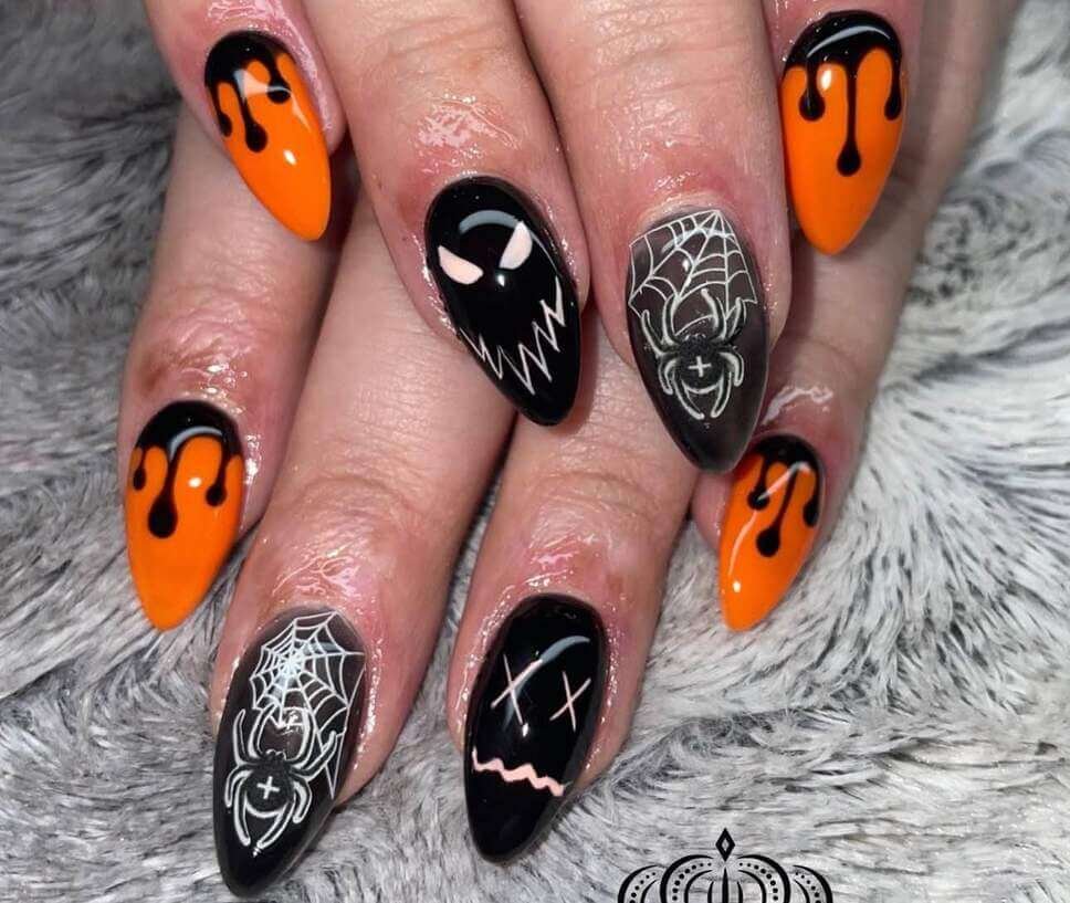 halloween nail designs orange and black