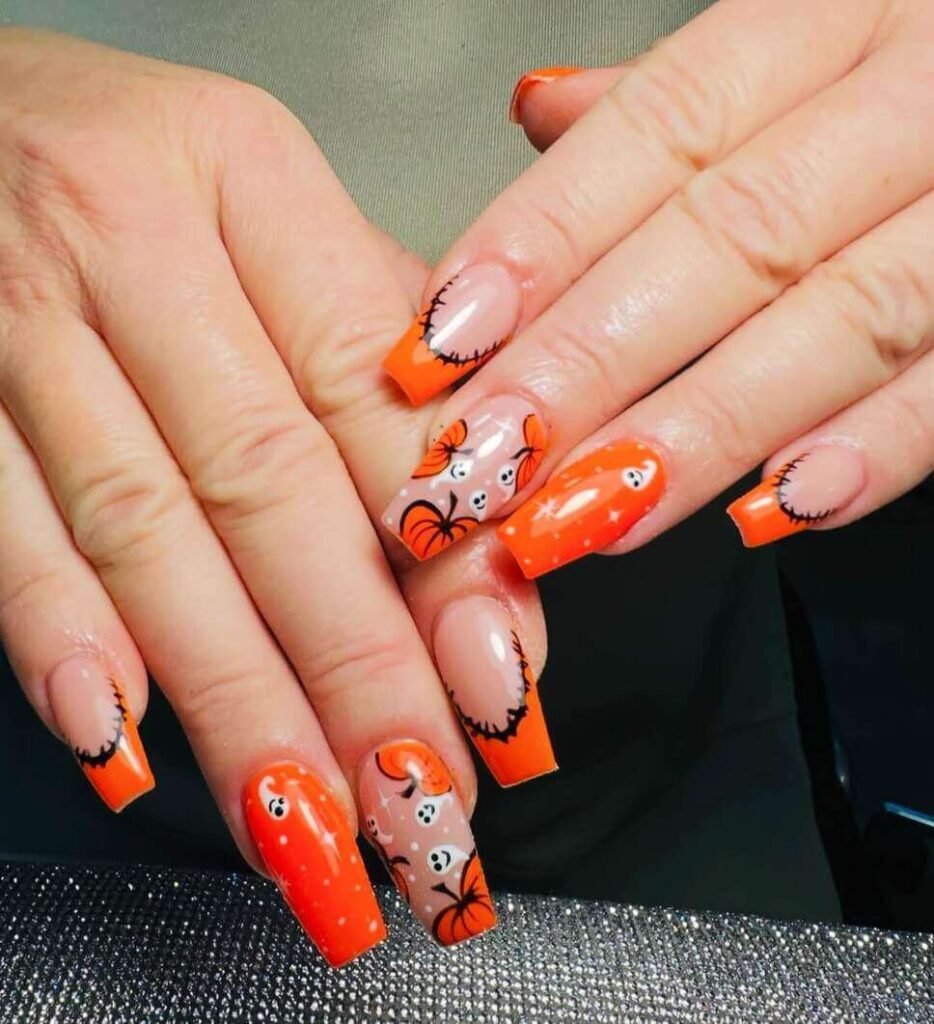 halloween nail designs orange and black