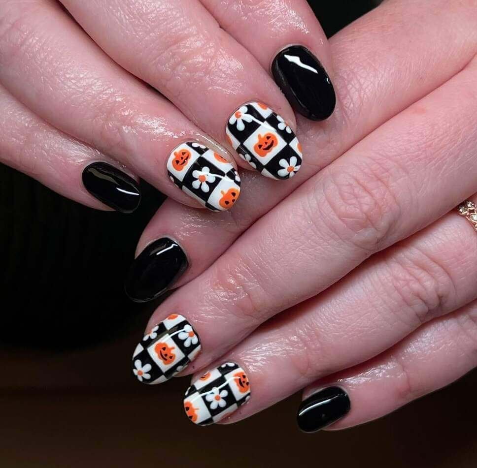 black and orange halloween nail designs