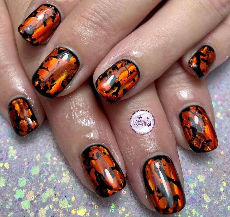 halloween nail designs orange and black
