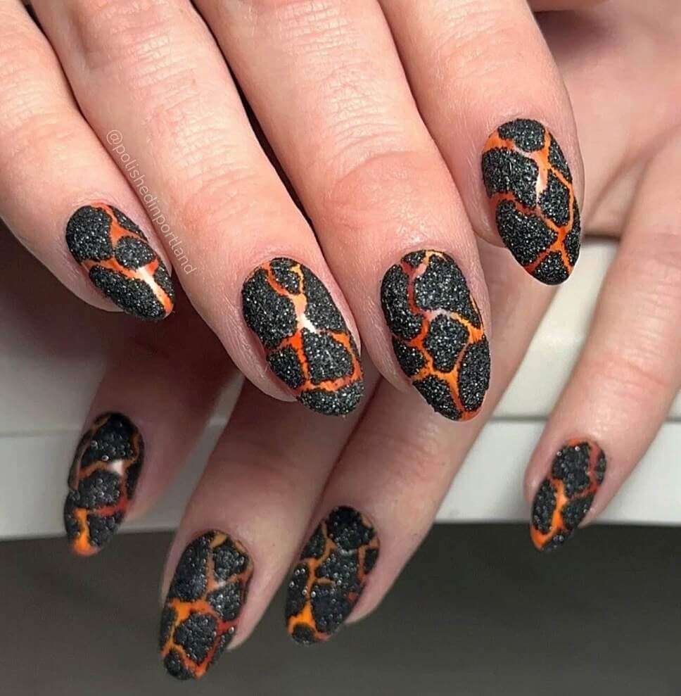 halloween nail designs orange and black
