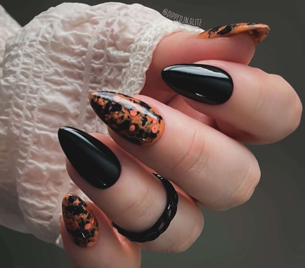 halloween nail designs orange and black