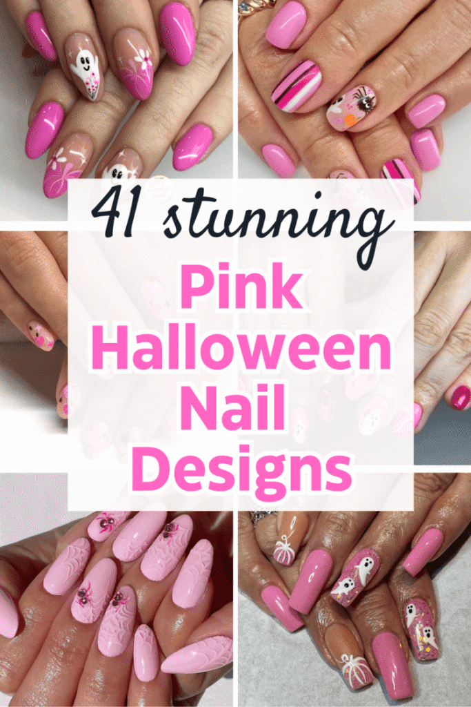 pink Halloween nail designs