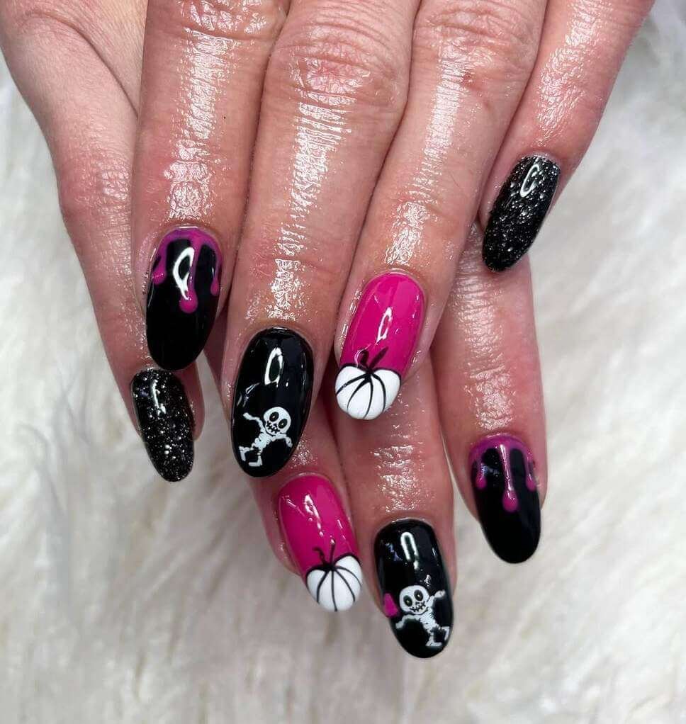 pink halloween nail designs