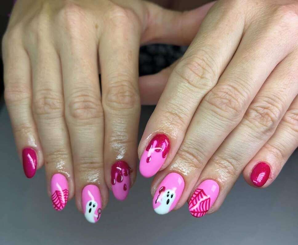 pink halloween nails
