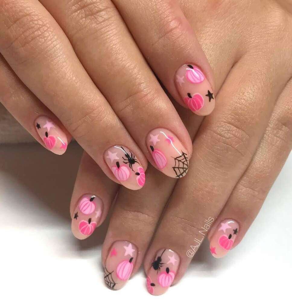 pink halloween nail designs