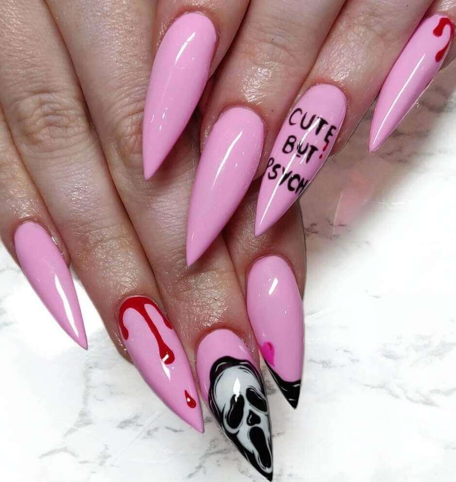 pink halloween nail designs