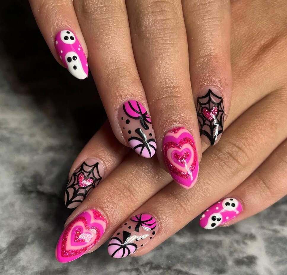 pink halloween nail ideas