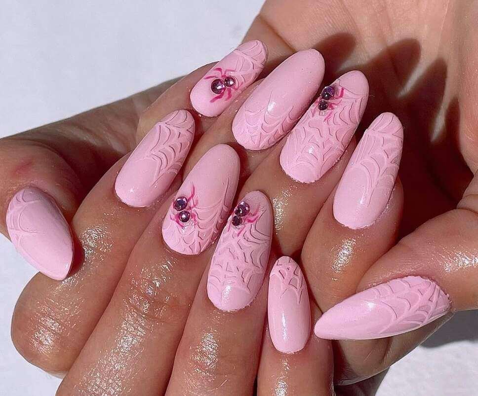 pastel pink Halloween nails