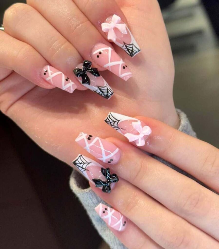 pink halloween nail designs