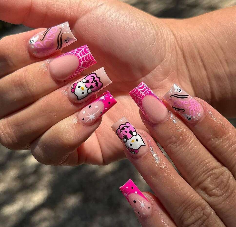 pink halloween nails