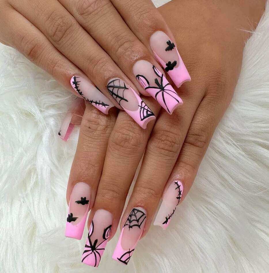 pink halloween nails