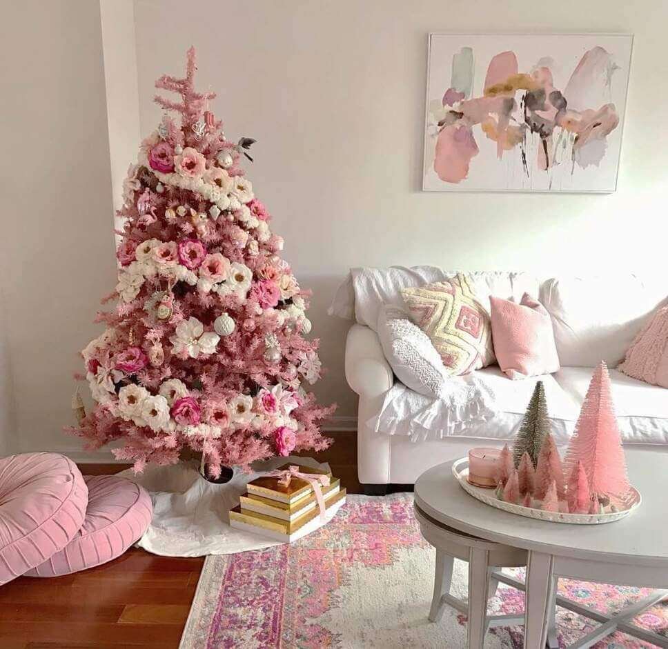 white and pink christmas tree