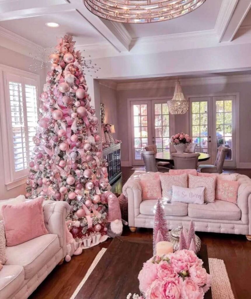 pink christmas tree decor