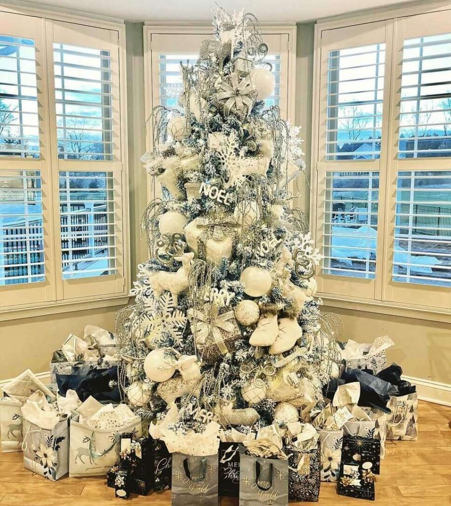 white and blue christmas tree ideas