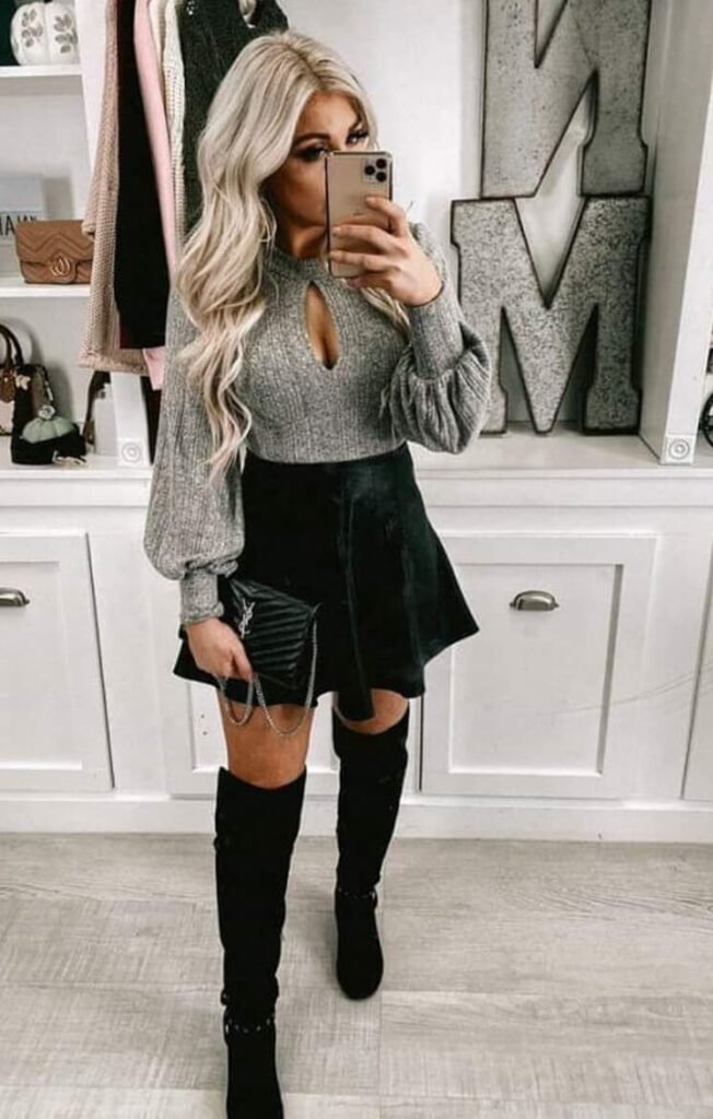 Christmas work party outfits mini skirt