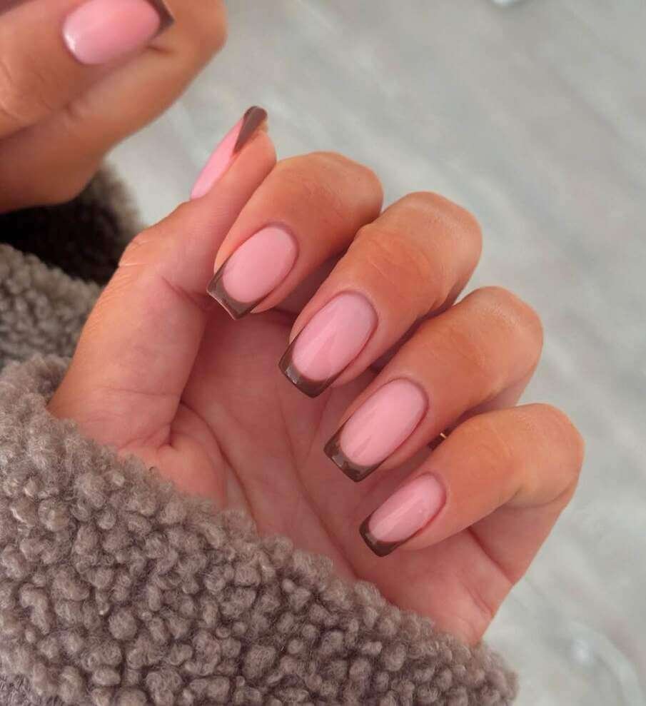brown french tip nails