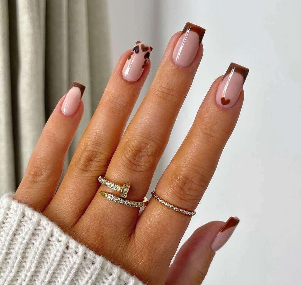 chocolate brown french tip nails