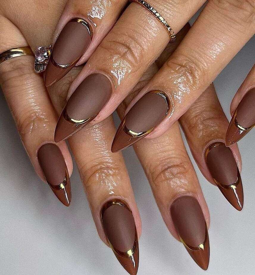 matte brown nail designs