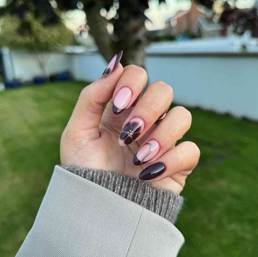 brown french tip nails
