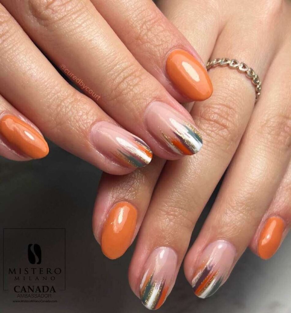 almond fall burnt orange nail designs