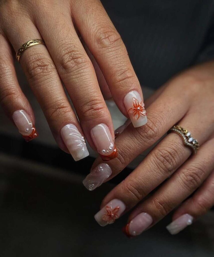 fall burnt orange nail designs