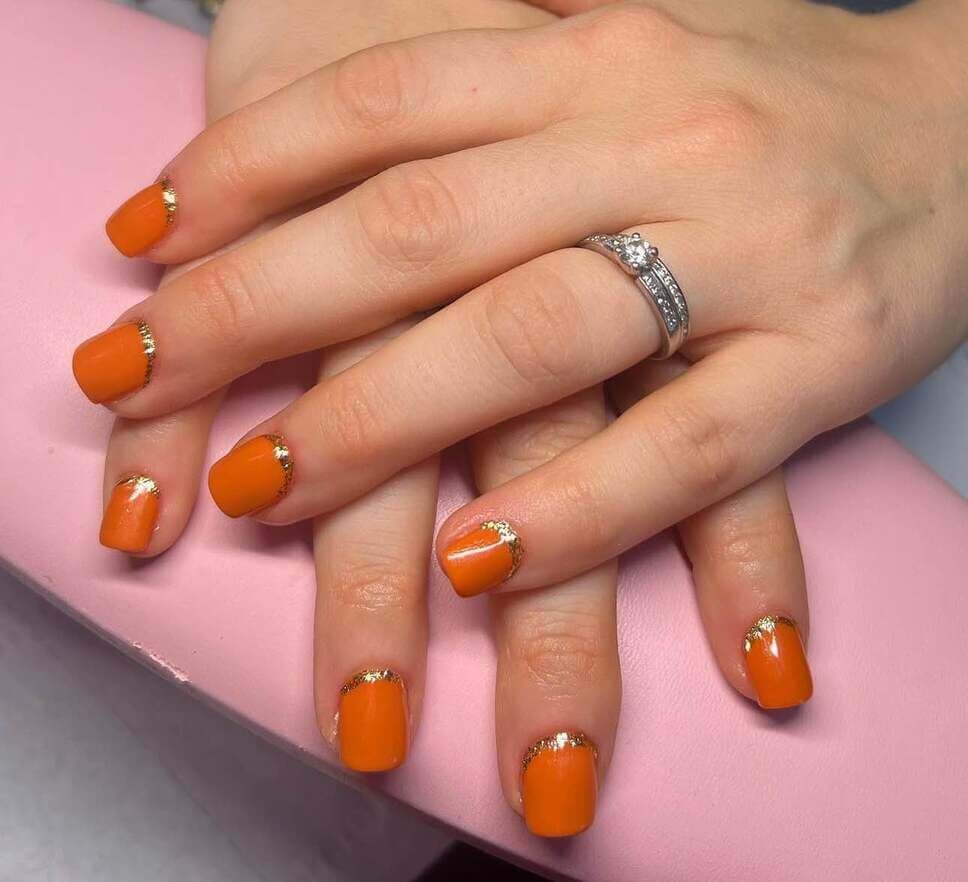 coffin fall nail designs burnt orange