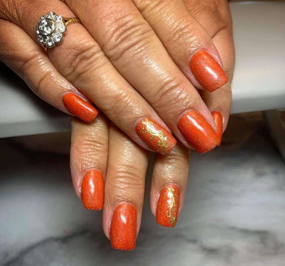 coffin fall nail designs burnt orange