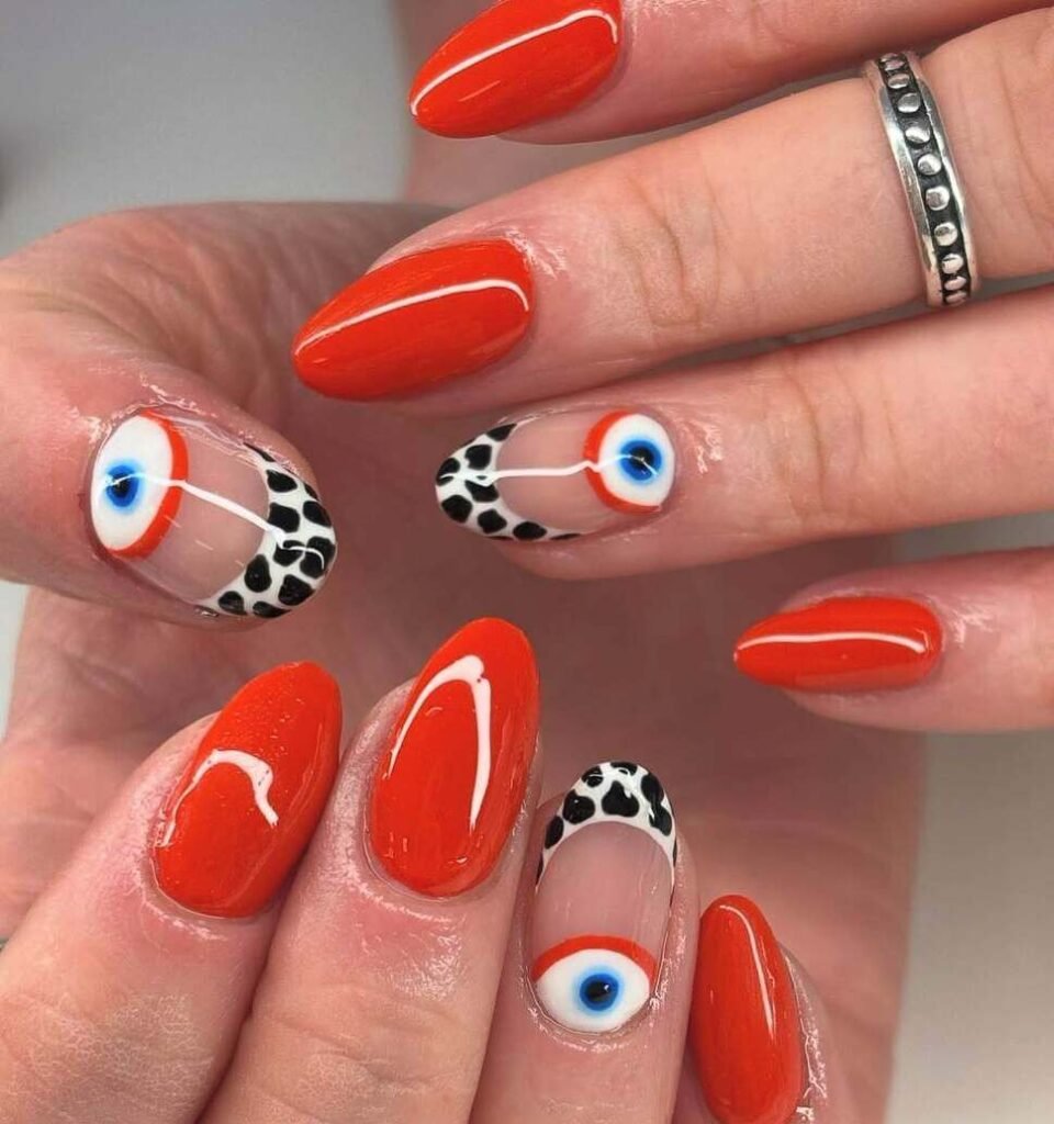 coffin fall nail designs burnt orange