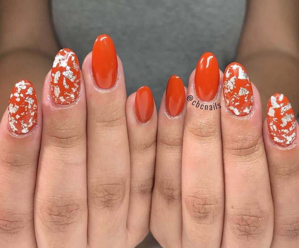 coffin fall nail designs burnt orange