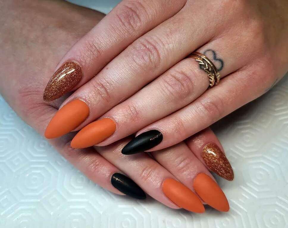 matte burnt orange nails