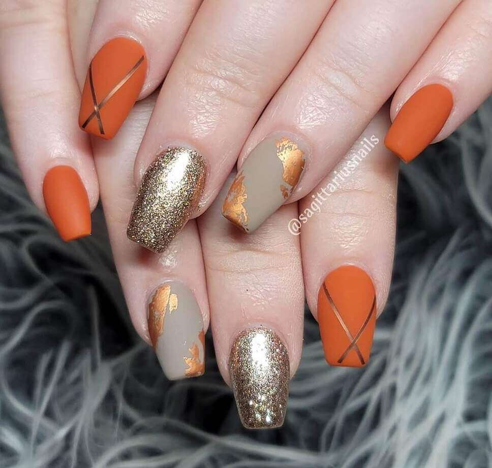 fall burnt orange nails