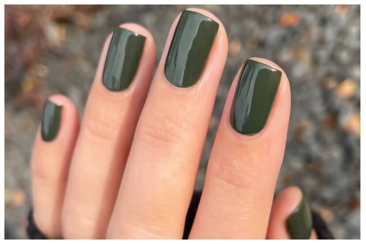 olive green nail designs
