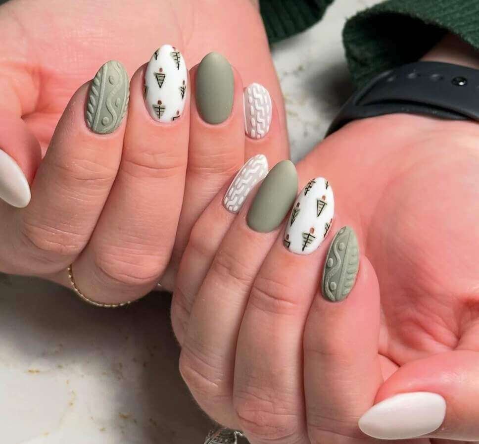 green sweater nail ideas