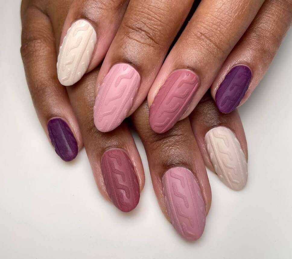 purple and pink sweater nails