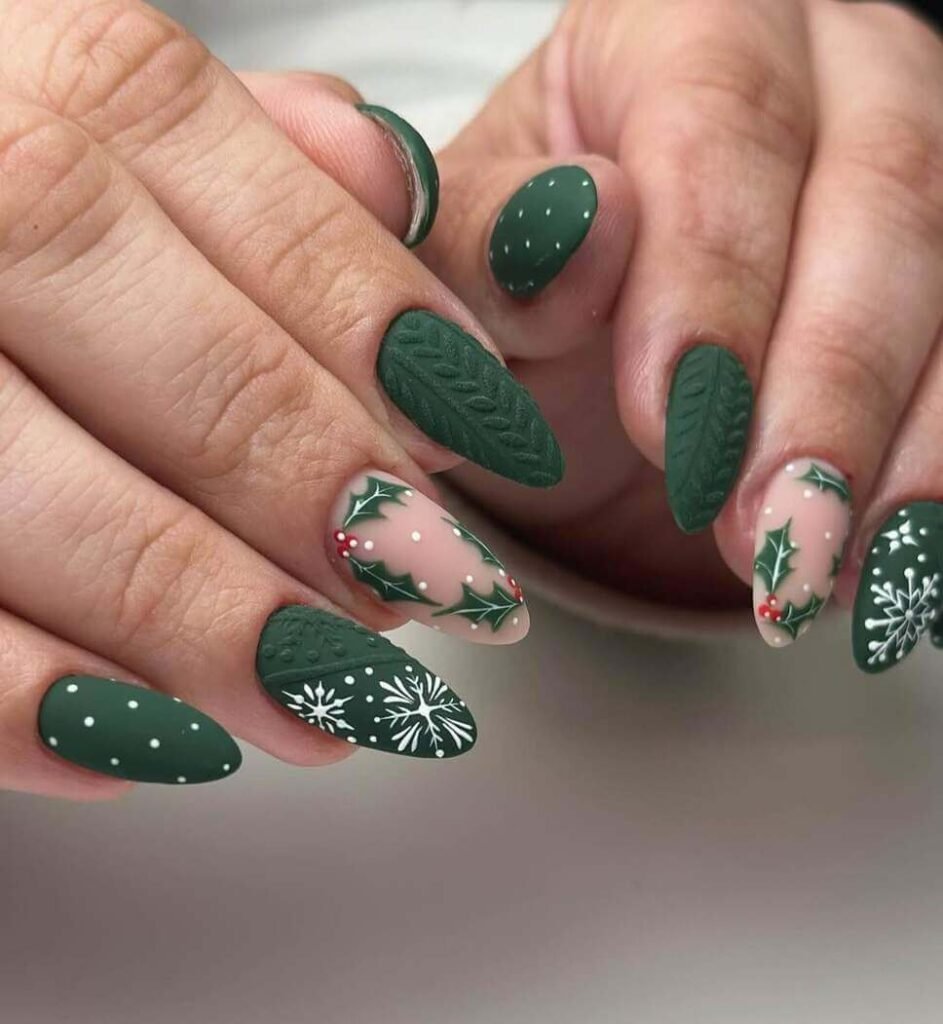 green christmas nails