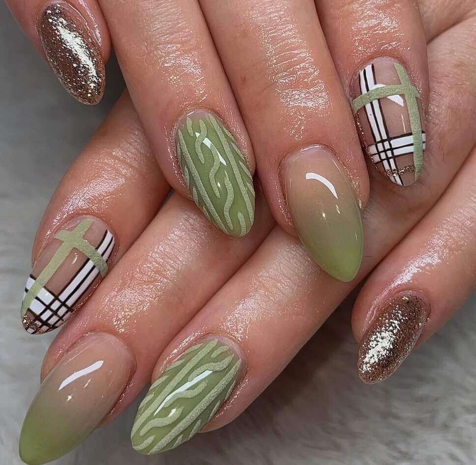 olive green sweater nails