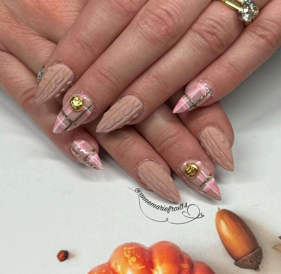 plaid sweater nail designs