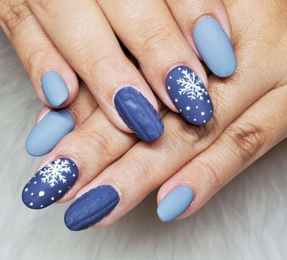 blue snowflake nail designs
