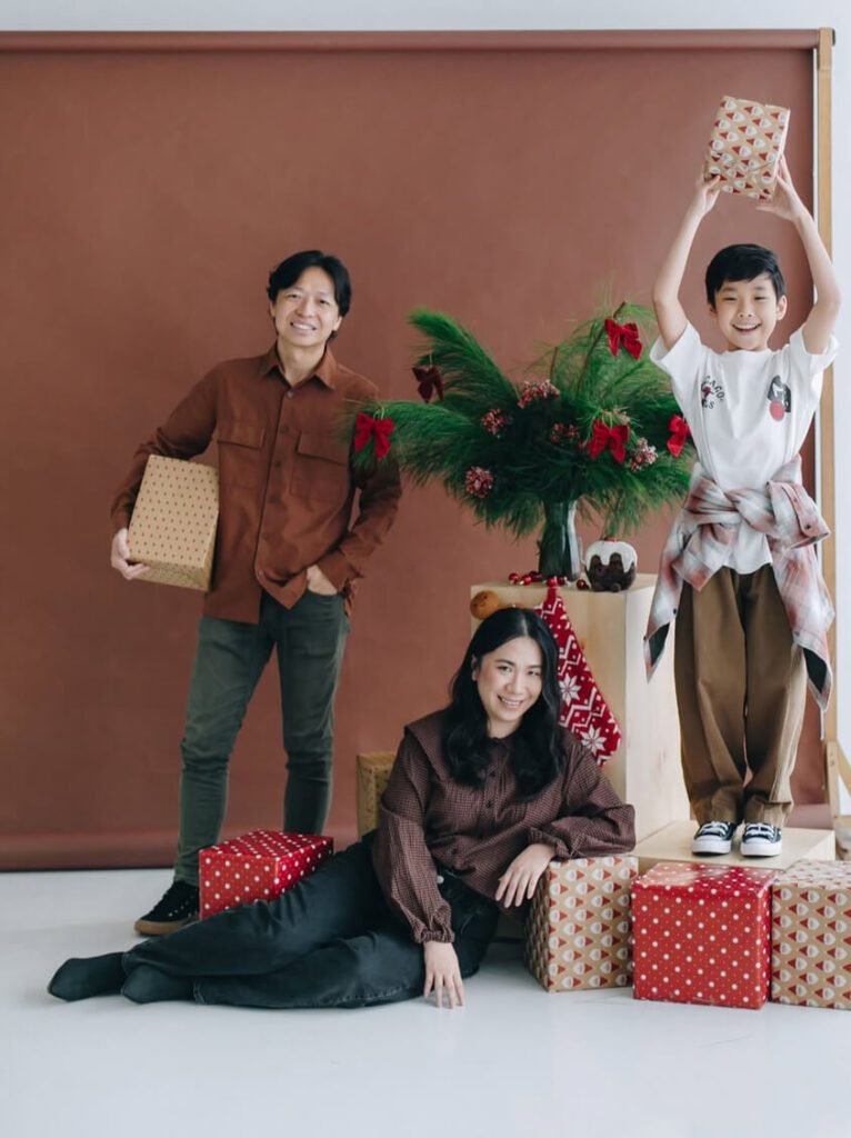 brown Christmas family photoshoot outfits 