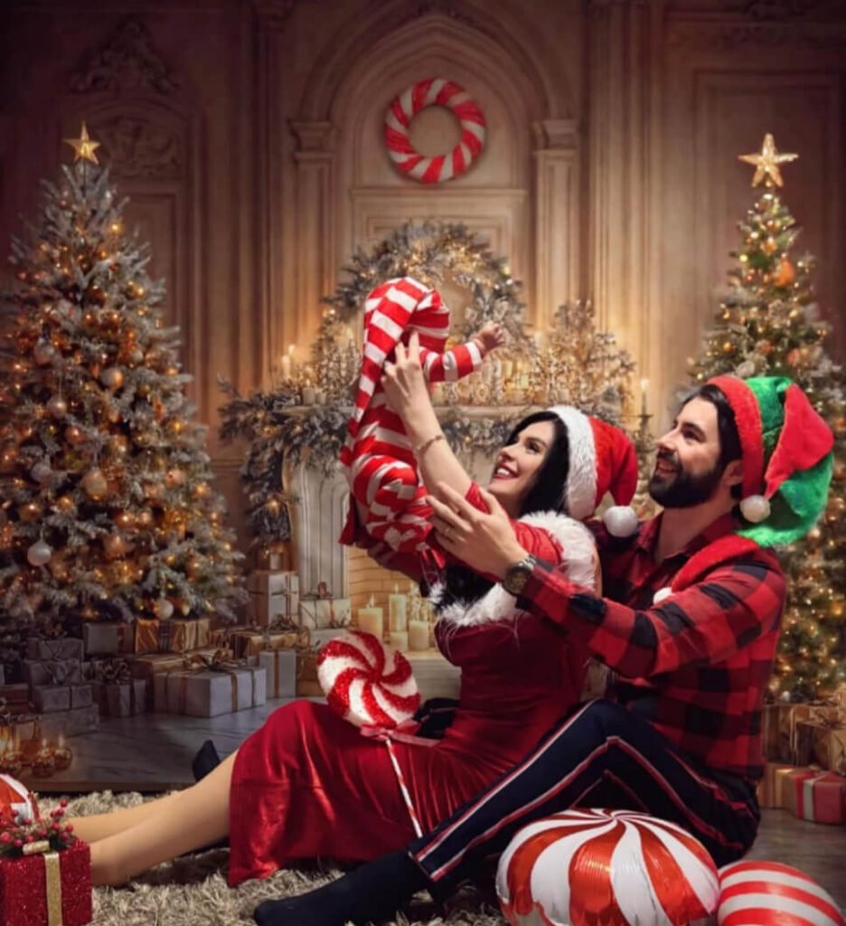Christmas family photoshoot outfits indoor