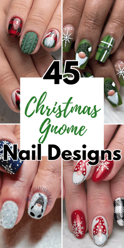 Christmas Gnome nail designs
