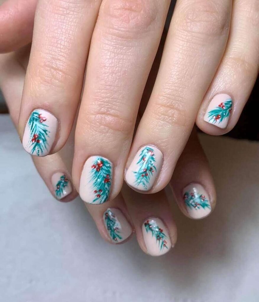 Christmas wreath nail designs 