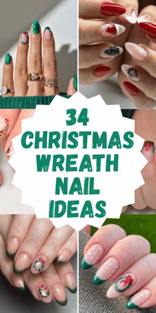 Christmas wreath nail designs